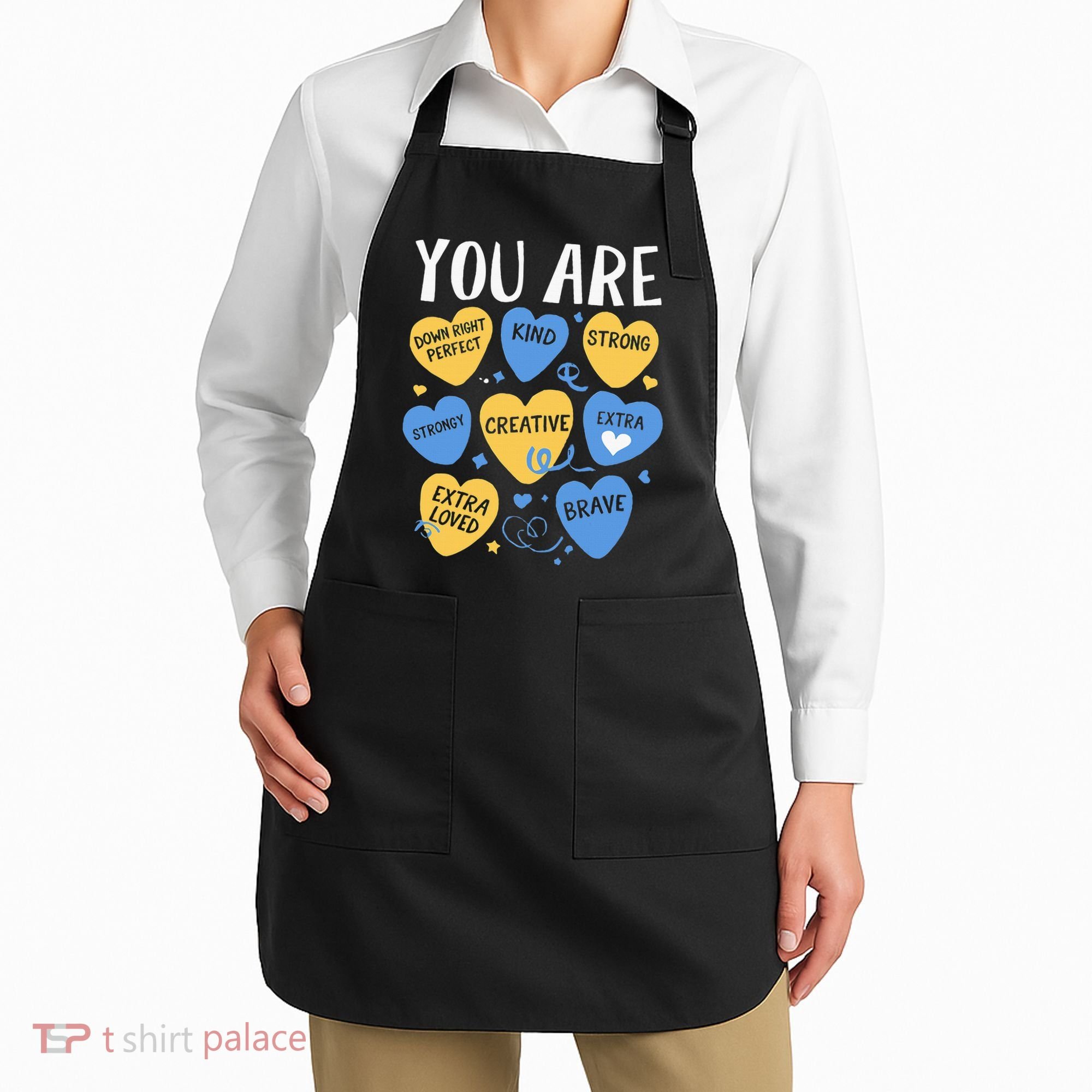 Down Syndrome Awareness Positive Candy Heart  Apron