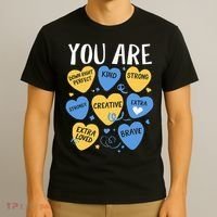Down Syndrome Awareness Positive Candy Heart  T-Shirt thumb 3