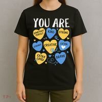 Down Syndrome Awareness Positive Candy Heart  T-Shirt thumb 4