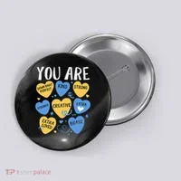 Down Syndrome Awareness Positive Candy Heart  Button thumb 0