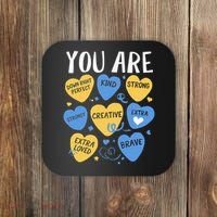 Down Syndrome Awareness Positive Candy Heart  Coaster thumb 0