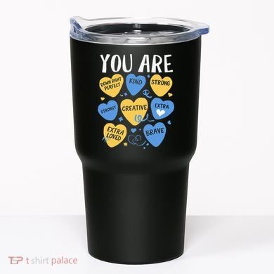 Down Syndrome Awareness Positive Candy Heart  Tumbler