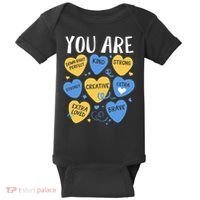 Down Syndrome Awareness Positive Candy Heart  Baby Bodysuit thumb 0