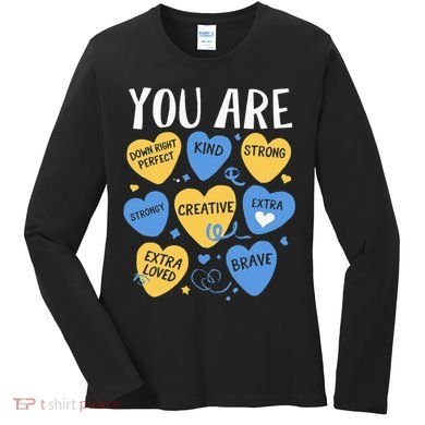 Down Syndrome Awareness Positive Candy Heart  Women's Long Sleeve Shirt