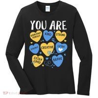 Down Syndrome Awareness Positive Candy Heart  Women's Long Sleeve Shirt thumb 0