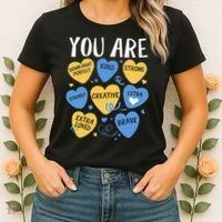 Down Syndrome Awareness Positive Candy Heart  Women's T-Shirt thumb 2