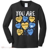 Down Syndrome Awareness Positive Candy Heart  Kids Long Sleeve Shirt thumb 0