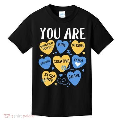 Down Syndrome Awareness Positive Candy Heart  Kids T-Shirt