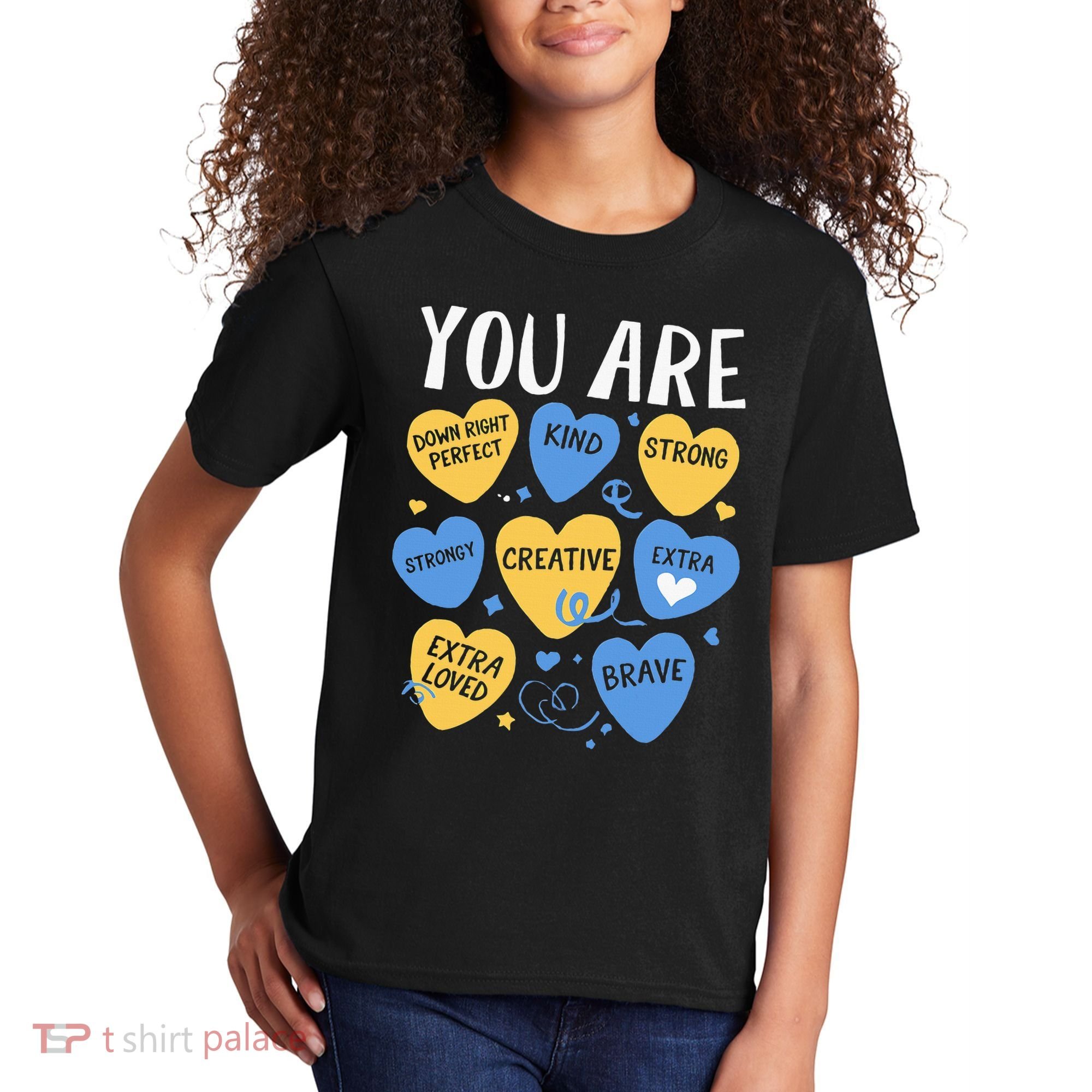 Down Syndrome Awareness Positive Candy Heart  Kids T-Shirt