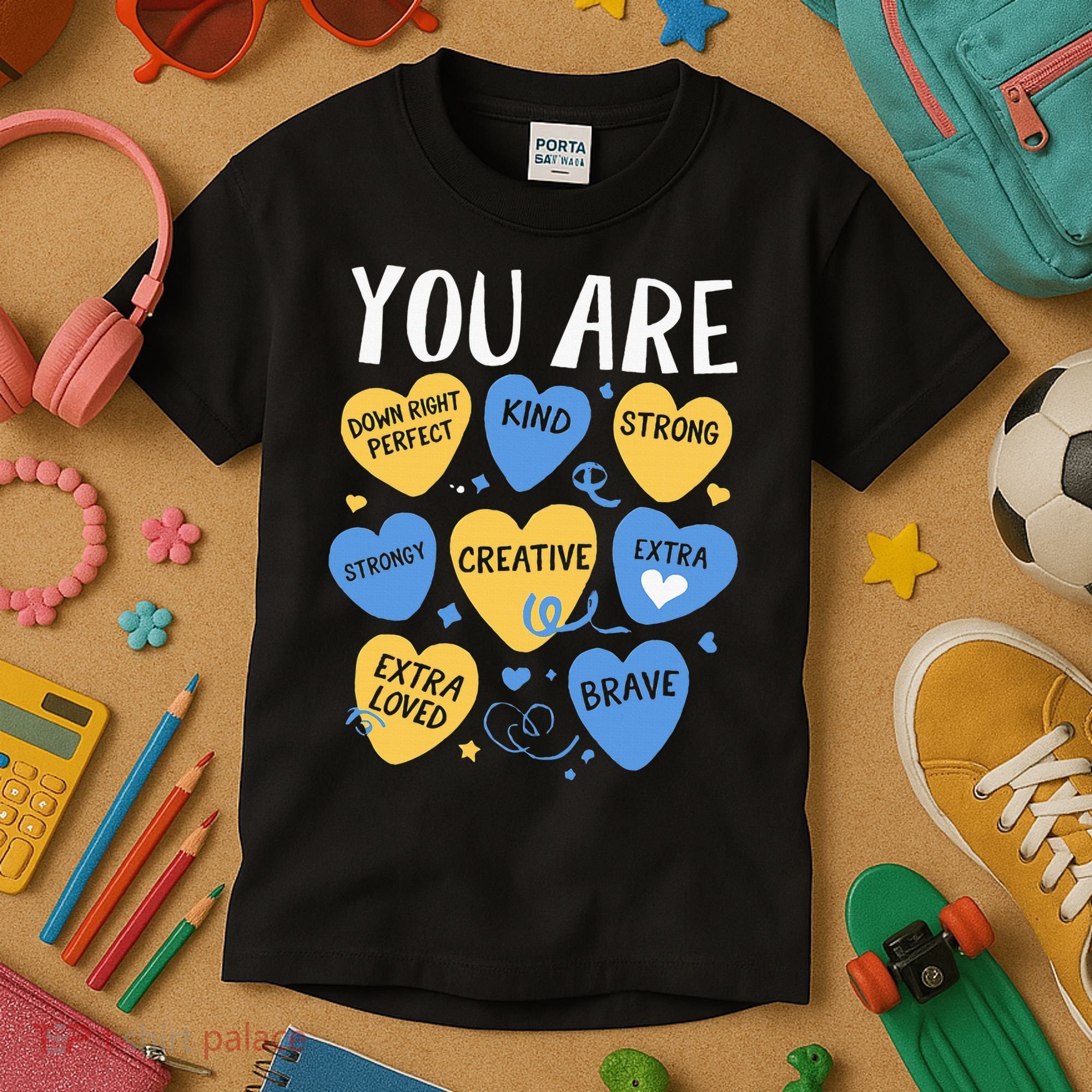 Down Syndrome Awareness Positive Candy Heart  Kids T-Shirt
