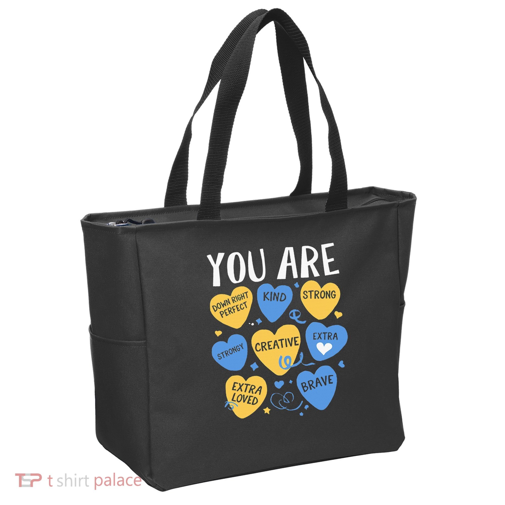 Down Syndrome Awareness Positive Candy Heart  Tote Bag