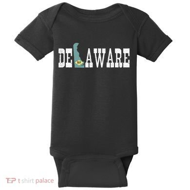 Delaware State And Delaware Flag With Pride For Delaware Baby Bodysuit