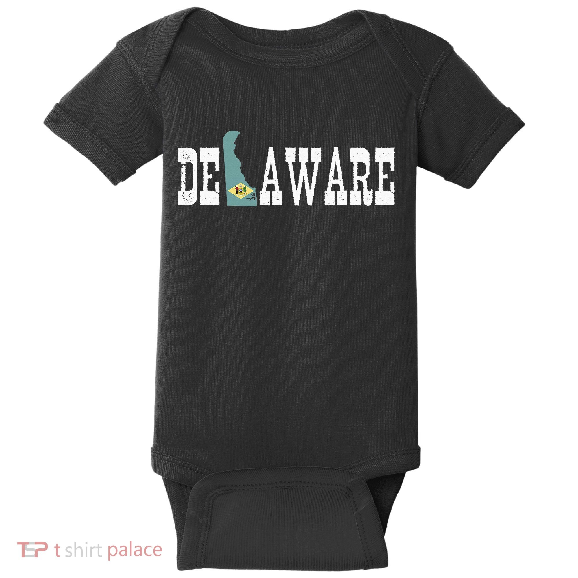 Delaware State And Delaware Flag With Pride For Delaware Baby Bodysuit
