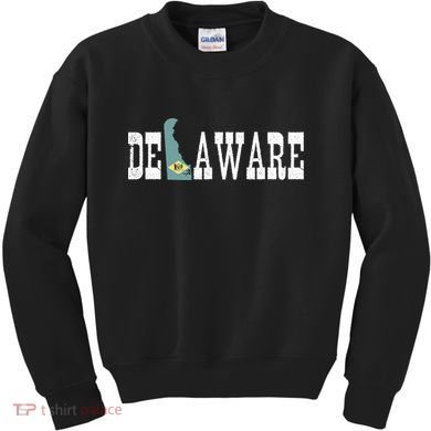 Delaware State And Delaware Flag With Pride For Delaware Kids Sweatshirt