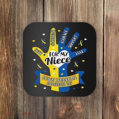 Down Syndrome Aunt Uncle Niece Love Awareness Gift Coaster