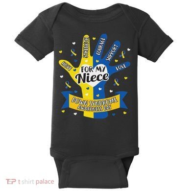 Down Syndrome Aunt Uncle Niece Love Awareness Gift Baby Bodysuit