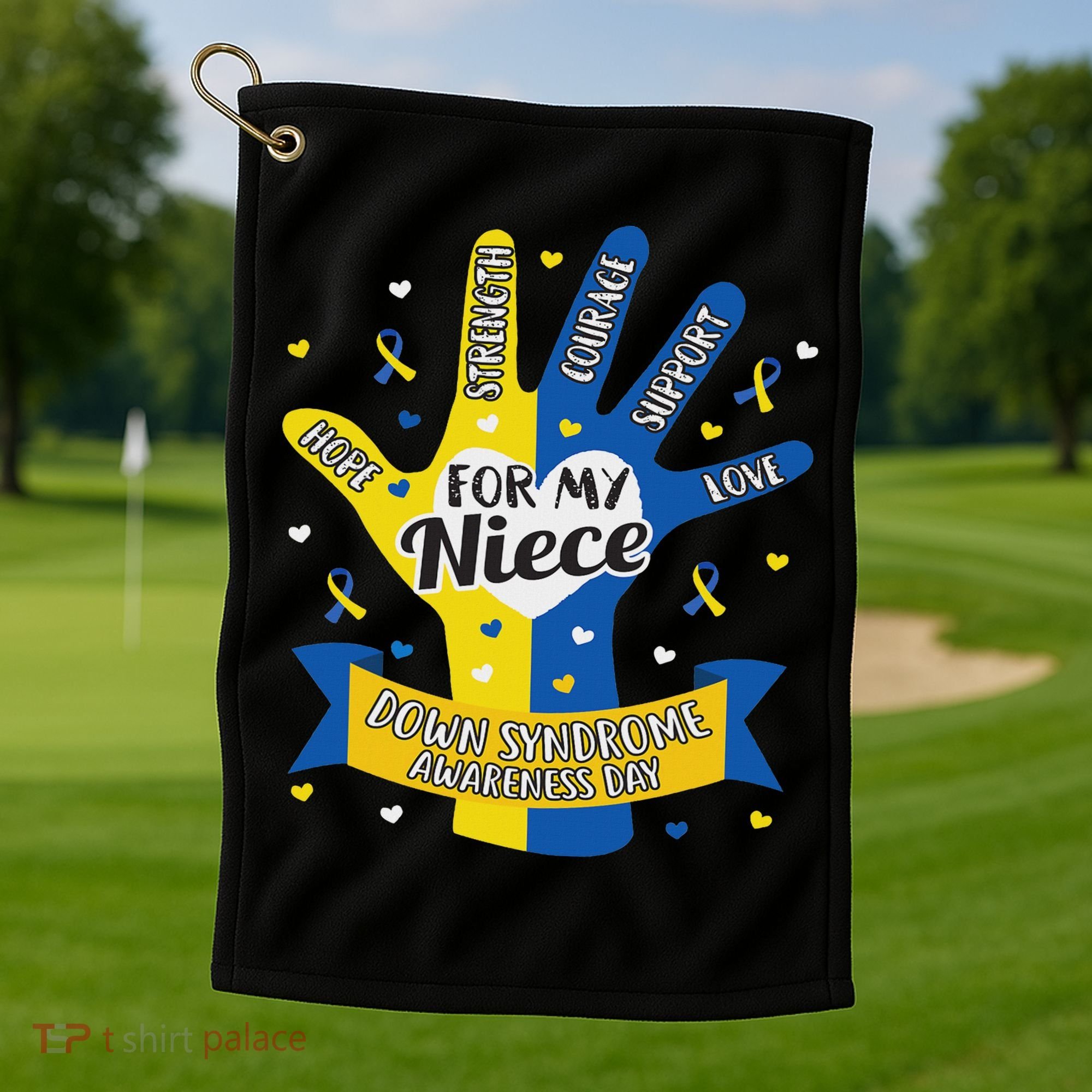 Down Syndrome Aunt Uncle Niece Love Awareness Gift Golf Towel