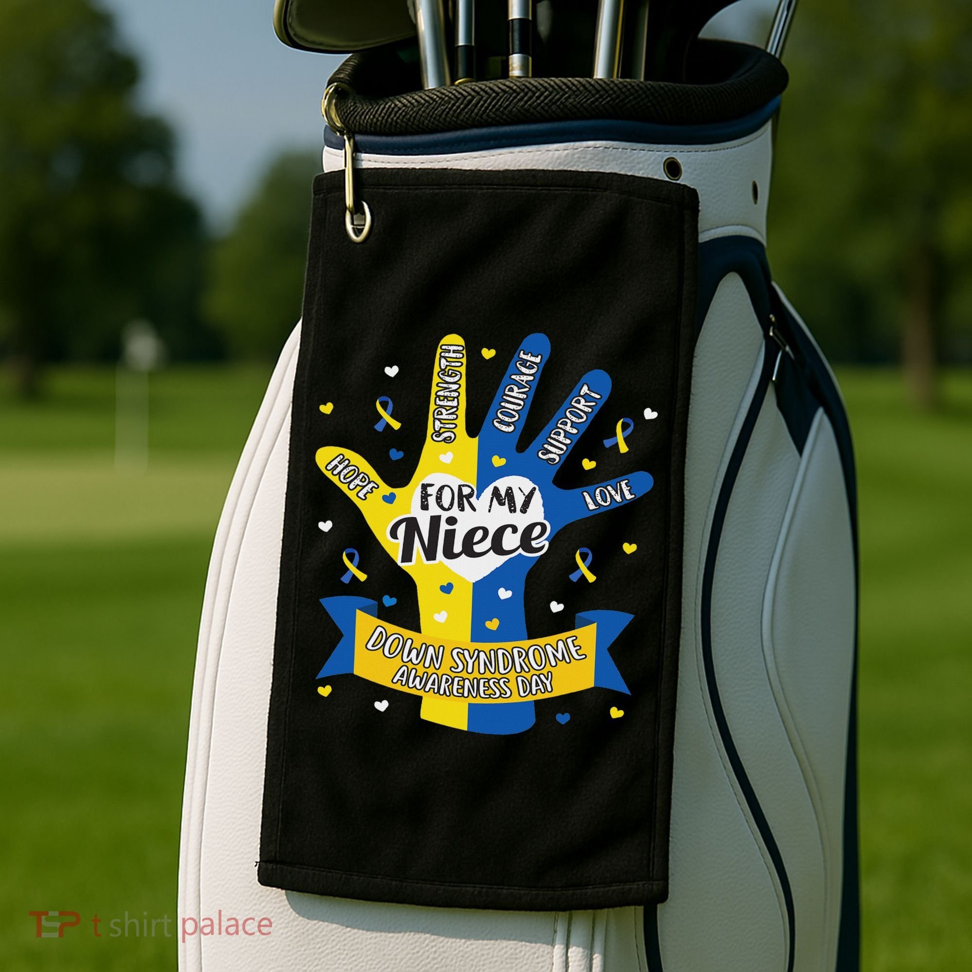 Down Syndrome Aunt Uncle Niece Love Awareness Gift Golf Towel