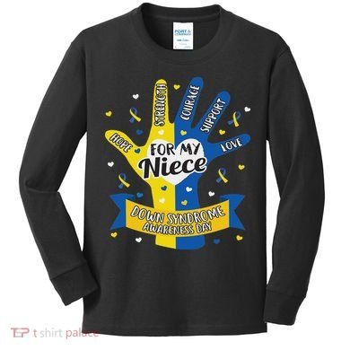 Down Syndrome Aunt Uncle Niece Love Awareness Gift Kids Long Sleeve Shirt
