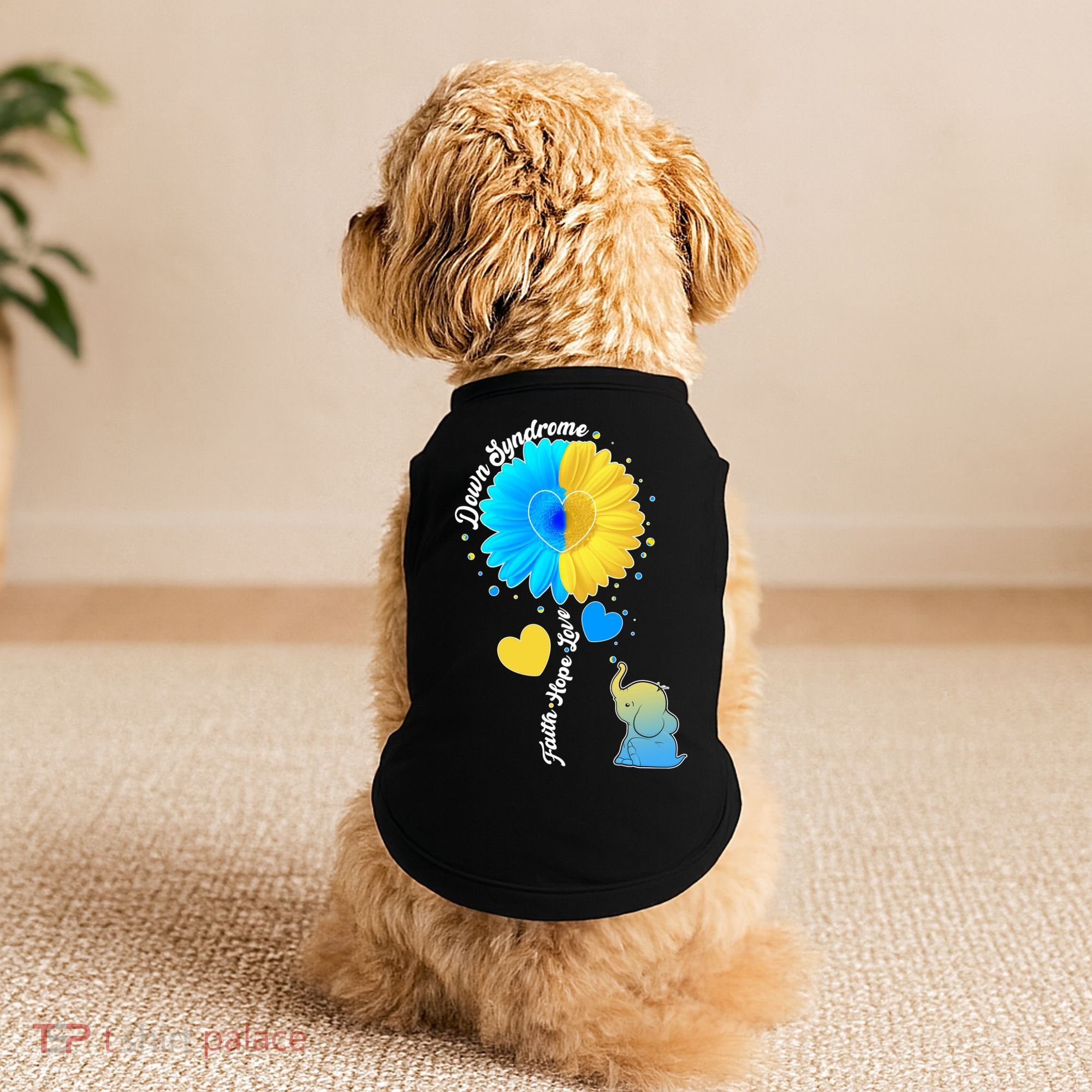 Down Syndrome Awareness Faith Hope Love Flower Elephant Doggie Tank