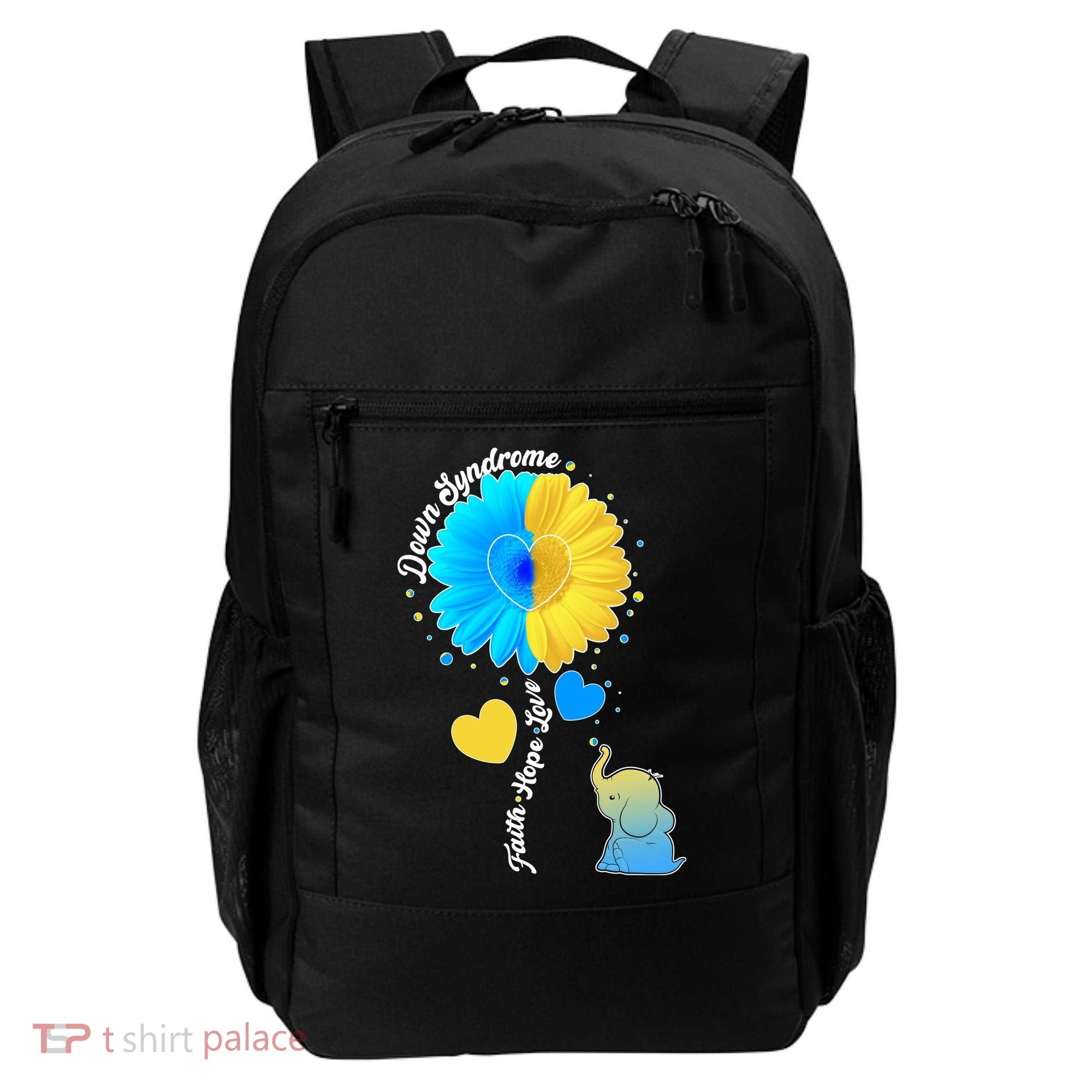 Down Syndrome Awareness Faith Hope Love Flower Elephant Backpack