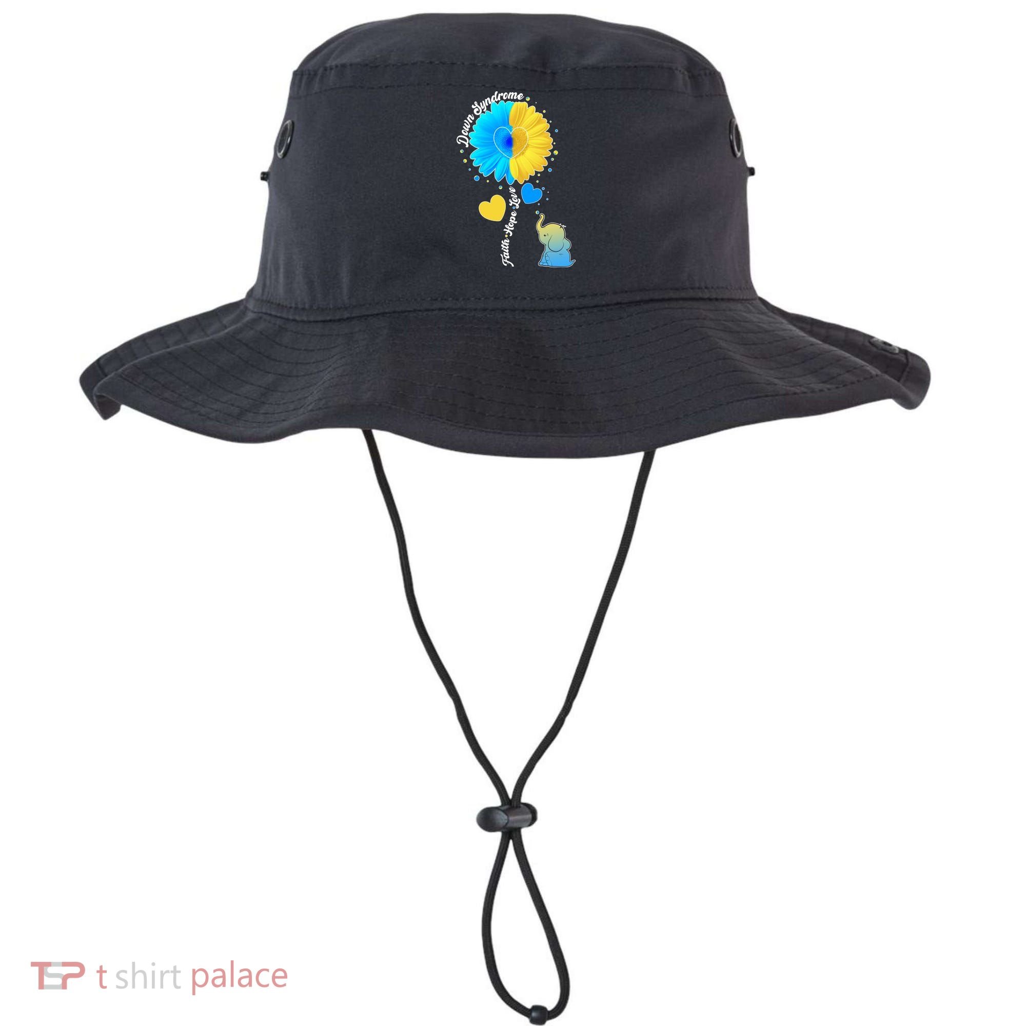 Down Syndrome Awareness Faith Hope Love Flower Elephant Bucket Hat