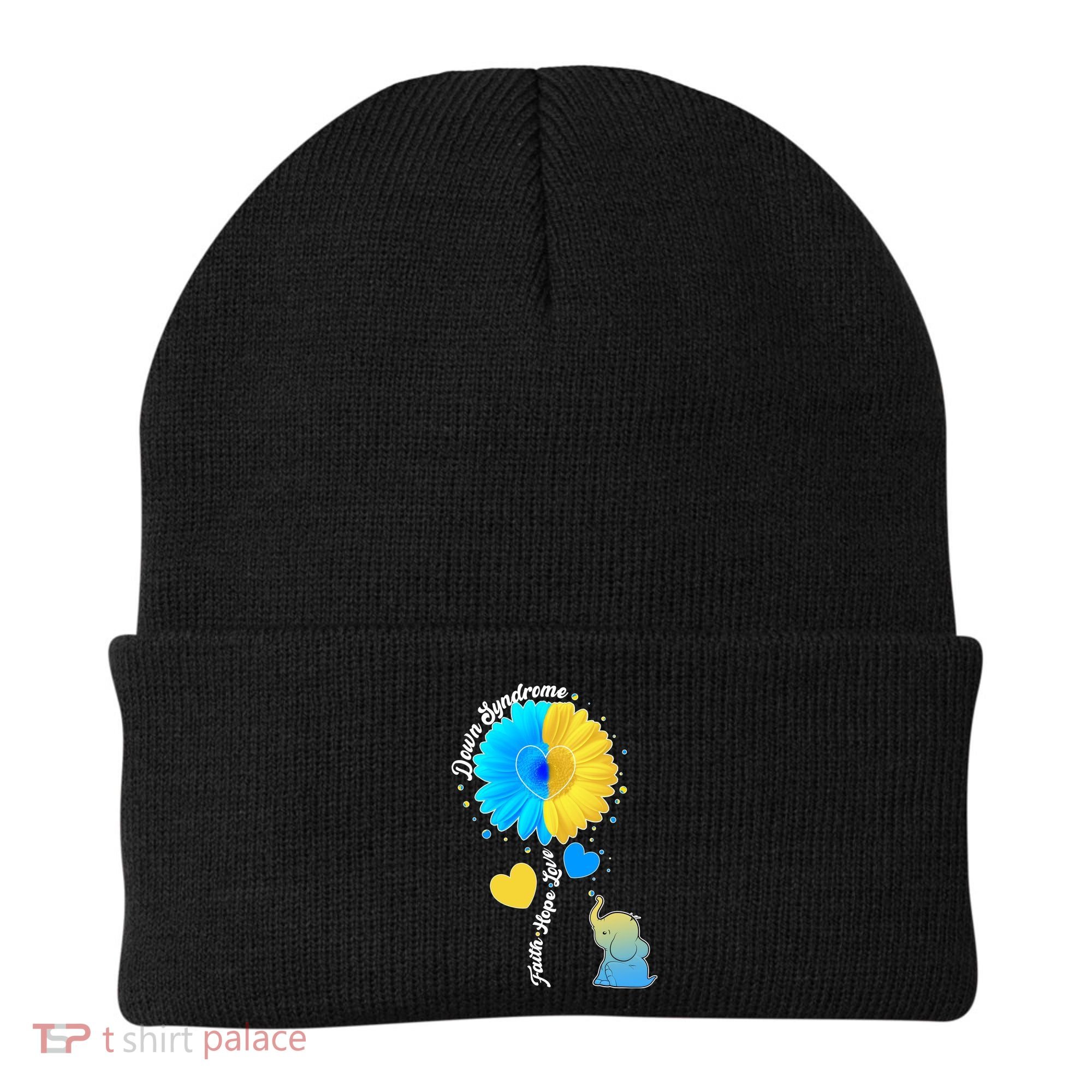 Down Syndrome Awareness Faith Hope Love Flower Elephant Beanie