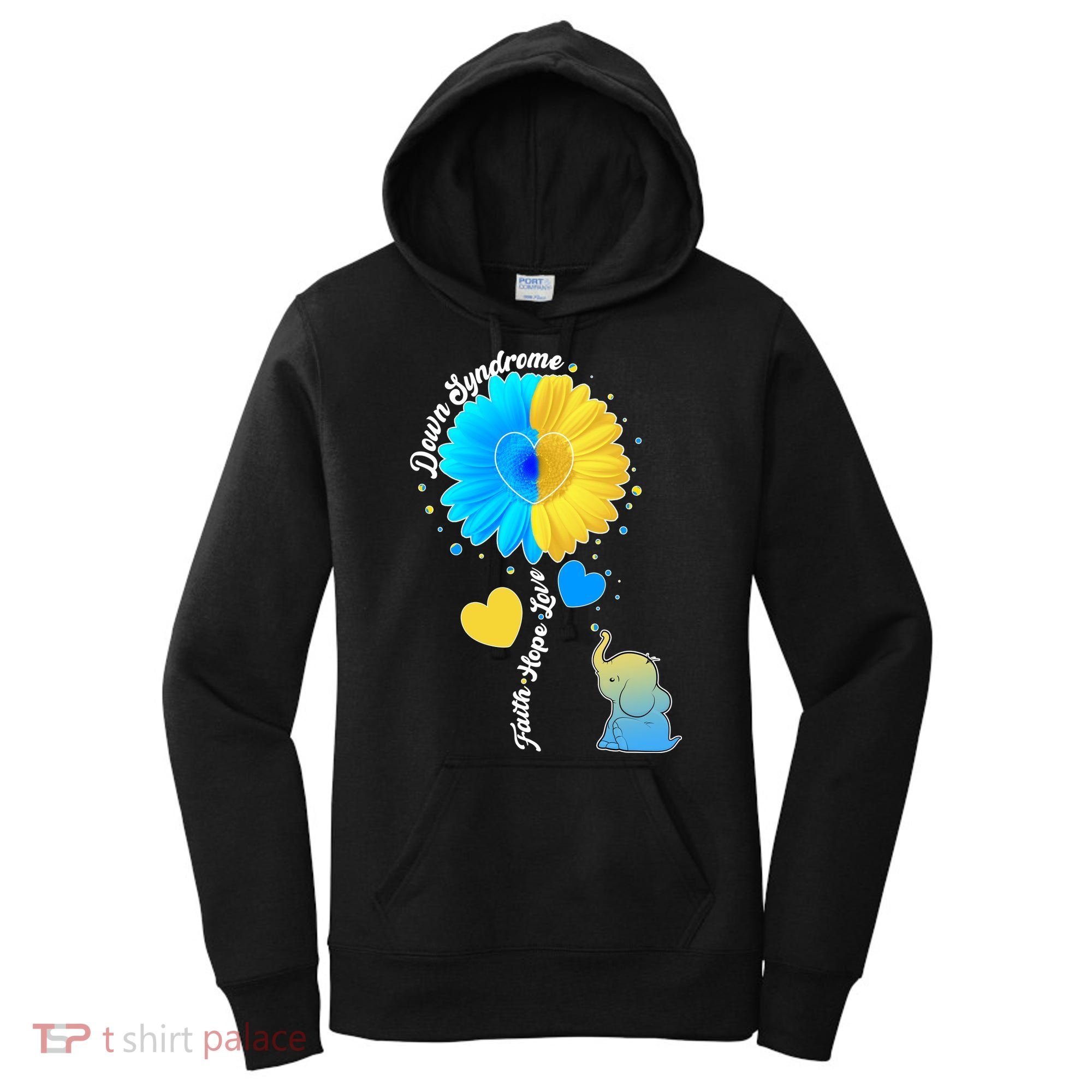 Down Syndrome Awareness Faith Hope Love Flower Elephant Women's Hoodie