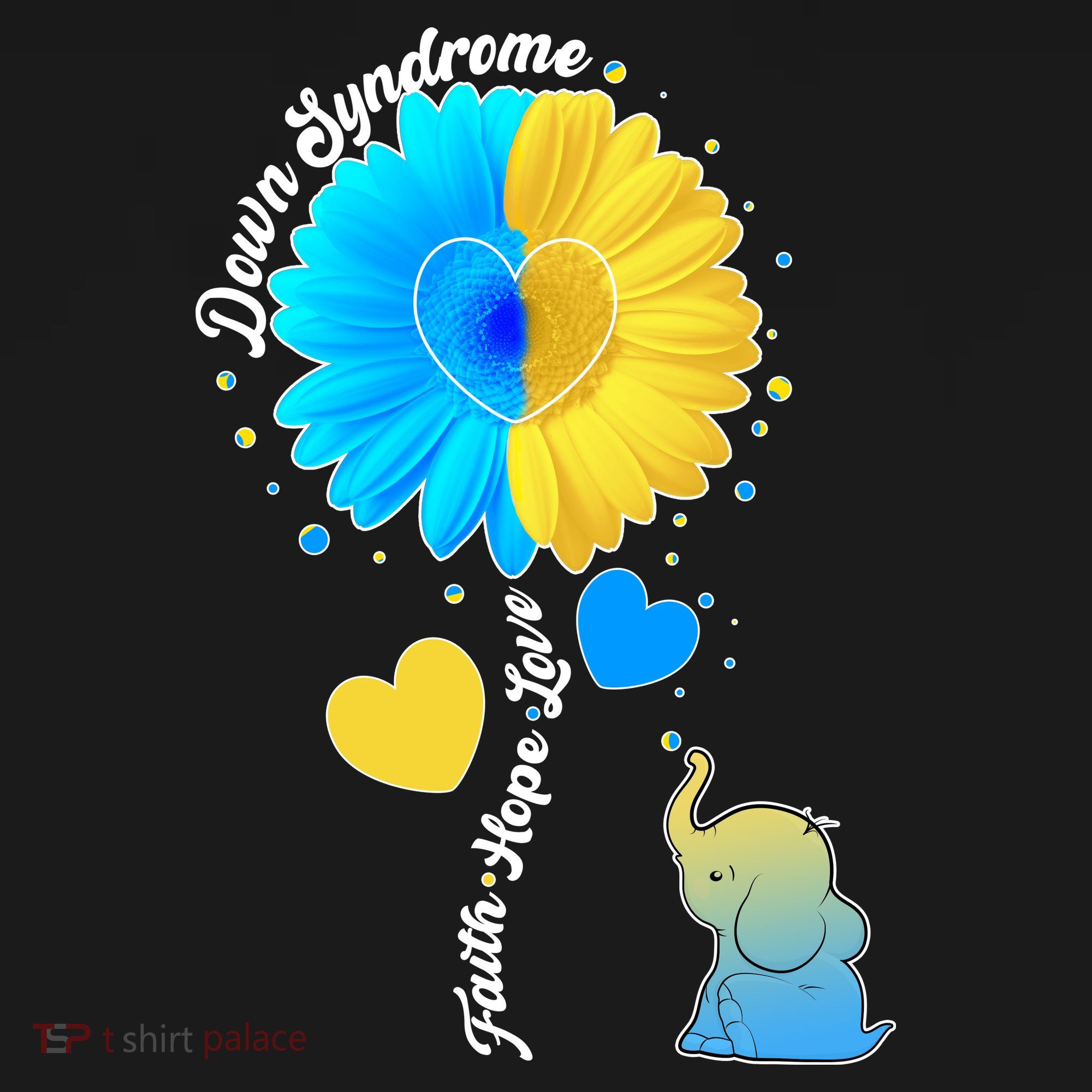 Down Syndrome Awareness Faith Hope Love Flower Elephant Women's Hoodie