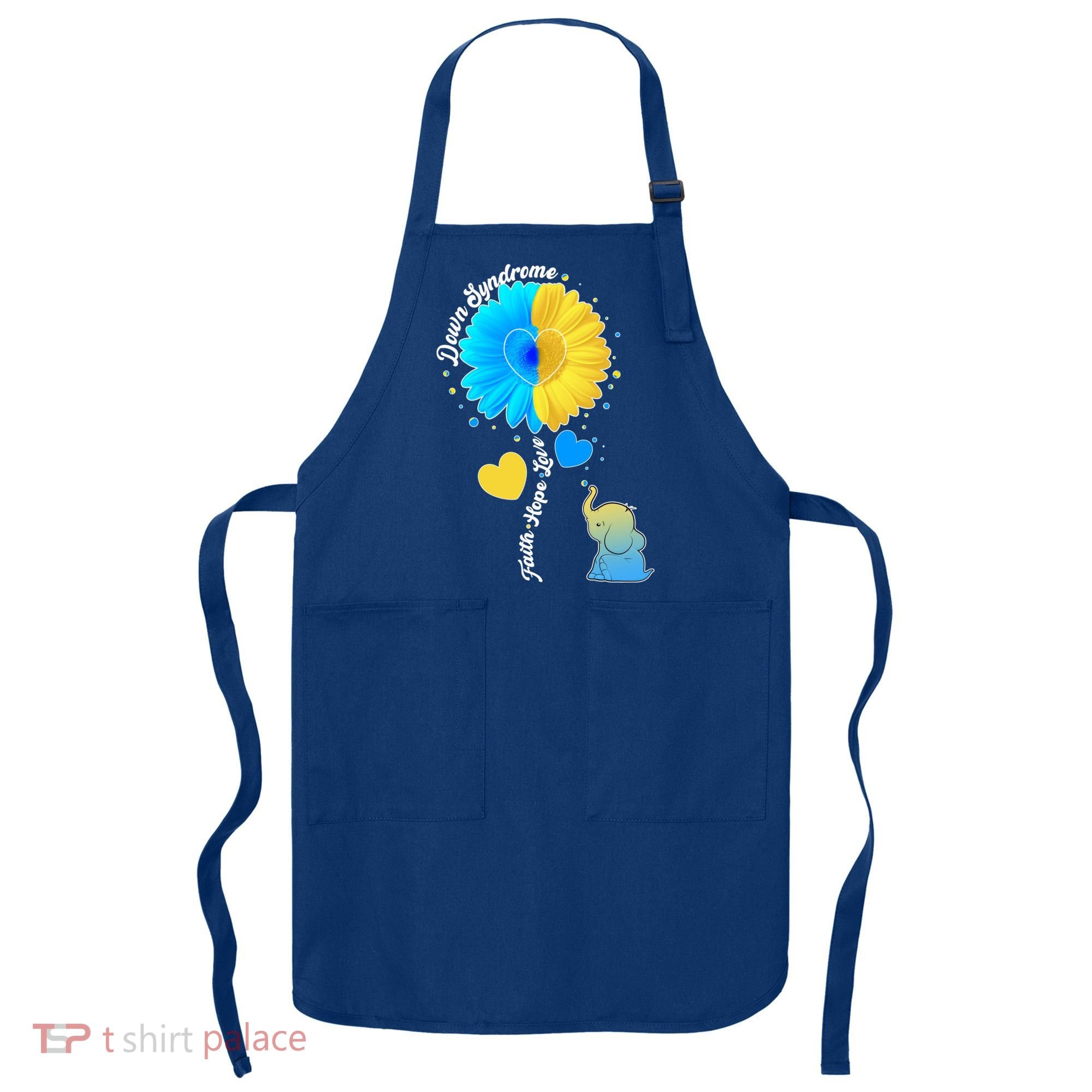 Down Syndrome Awareness Faith Hope Love Flower Elephant Apron