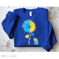 Down Syndrome Awareness Faith Hope Love Flower Elephant Sweatshirt thumb 2
