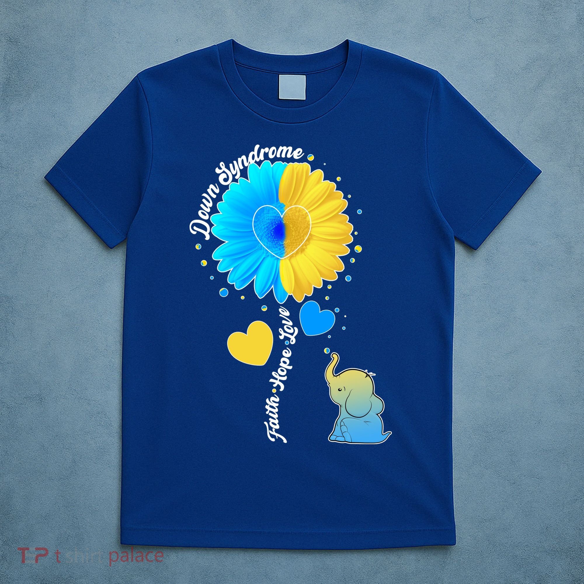 Down Syndrome Awareness Faith Hope Love Flower Elephant T-Shirt
