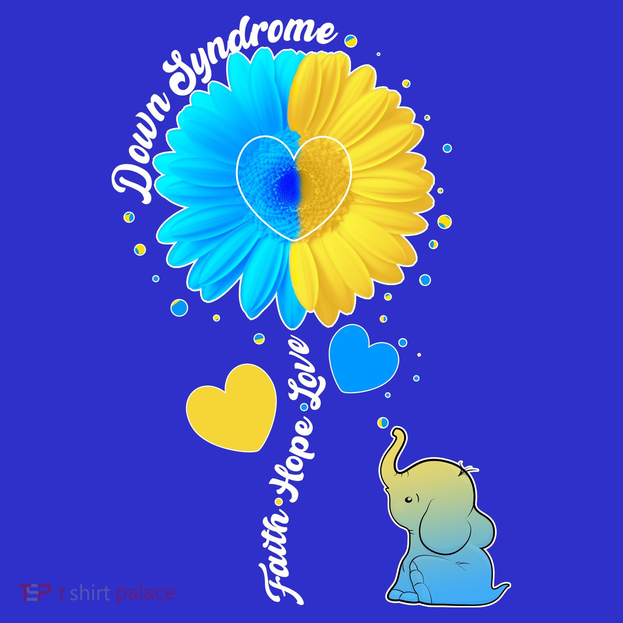 Down Syndrome Awareness Faith Hope Love Flower Elephant T-Shirt