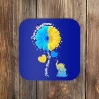 Down Syndrome Awareness Faith Hope Love Flower Elephant Coaster thumb 0