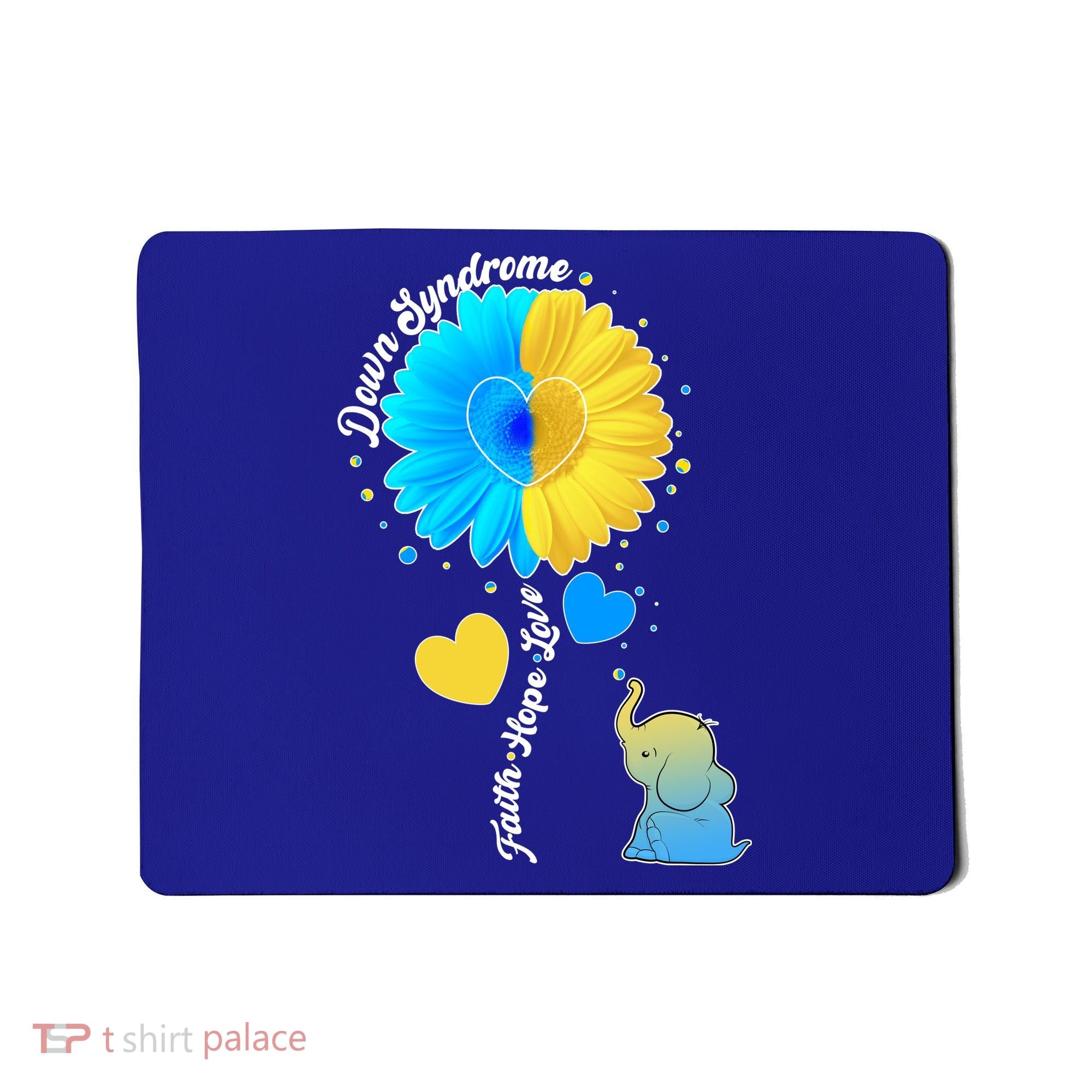 Down Syndrome Awareness Faith Hope Love Flower Elephant Mousepad
