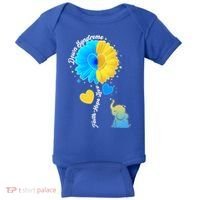 Down Syndrome Awareness Faith Hope Love Flower Elephant Baby Bodysuit thumb 0