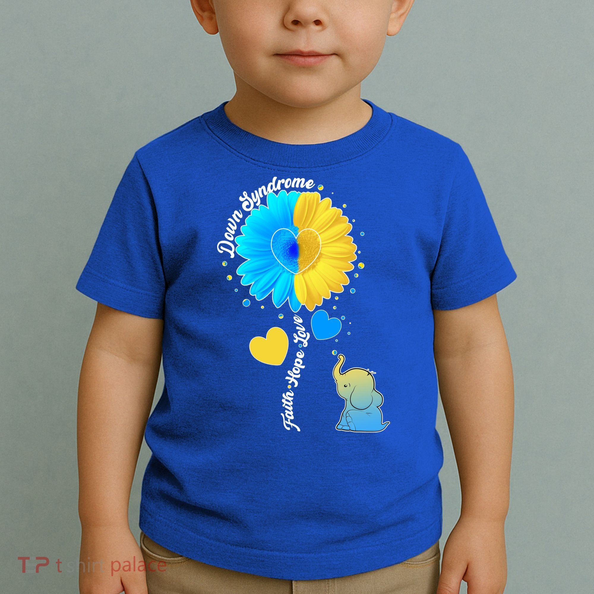 Down Syndrome Awareness Faith Hope Love Flower Elephant Toddler T-Shirt