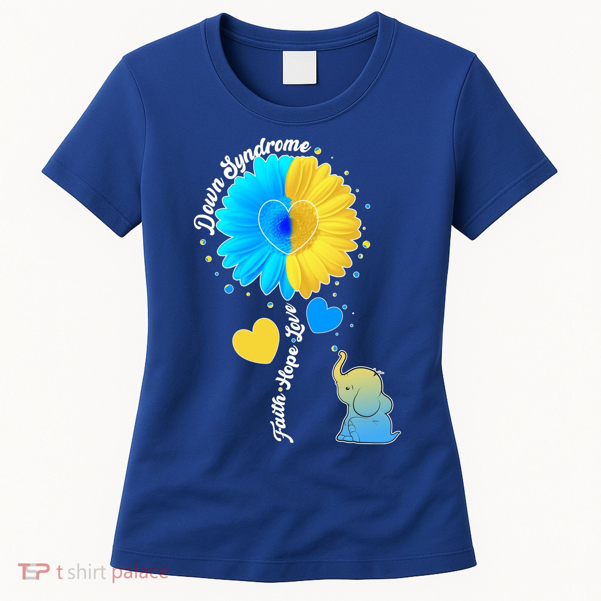 Down Syndrome Awareness Faith Hope Love Flower Elephant Women's T-Shirt