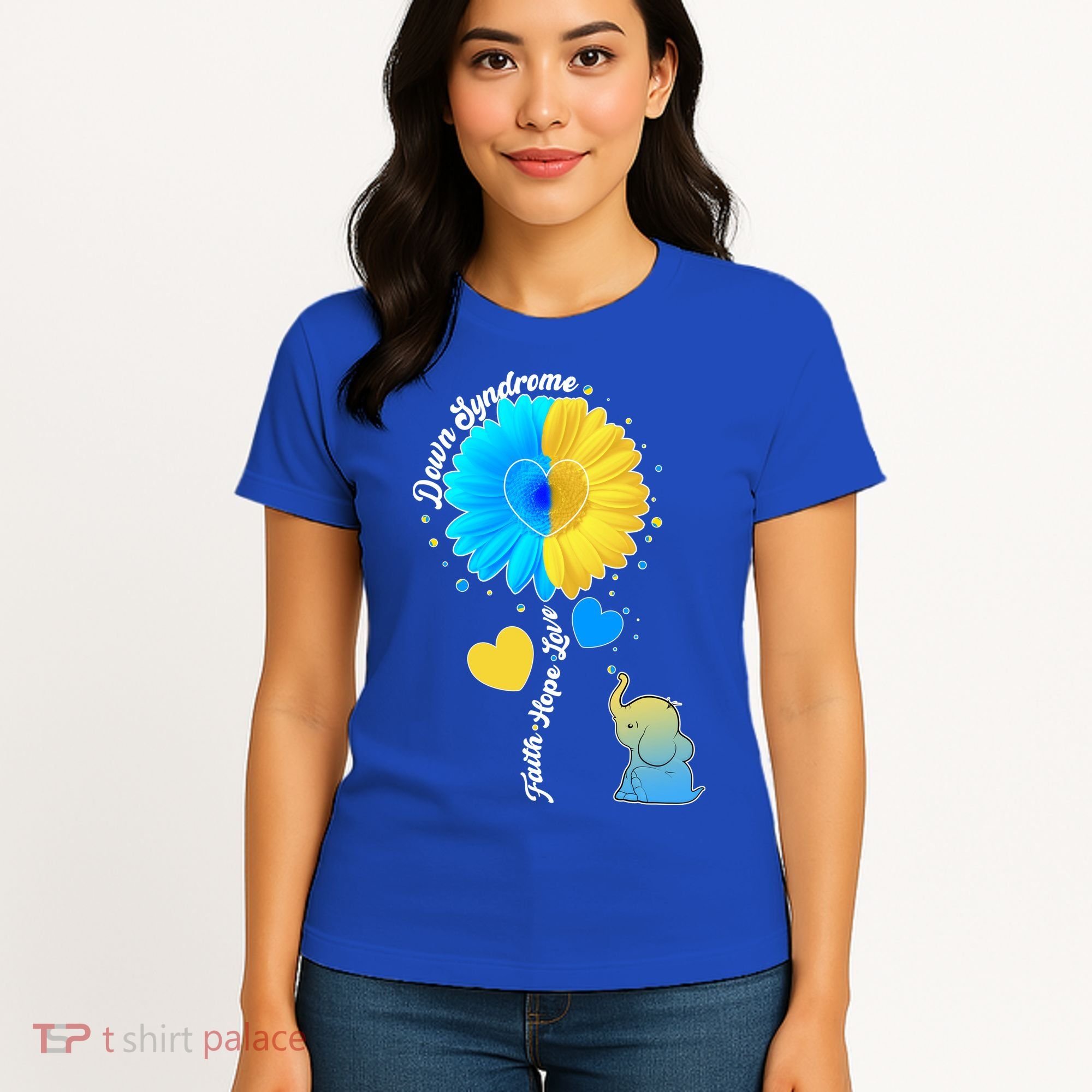 Down Syndrome Awareness Faith Hope Love Flower Elephant Women's T-Shirt