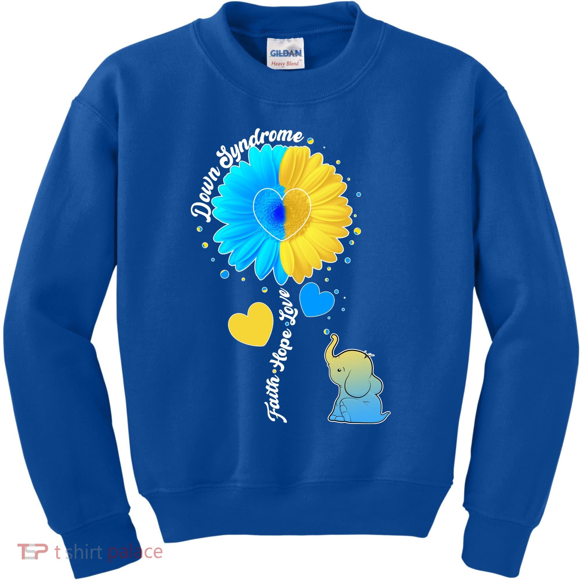Down Syndrome Awareness Faith Hope Love Flower Elephant Kids Sweatshirt
