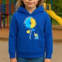 Down Syndrome Awareness Faith Hope Love Flower Elephant Kids Hoodie thumb 3