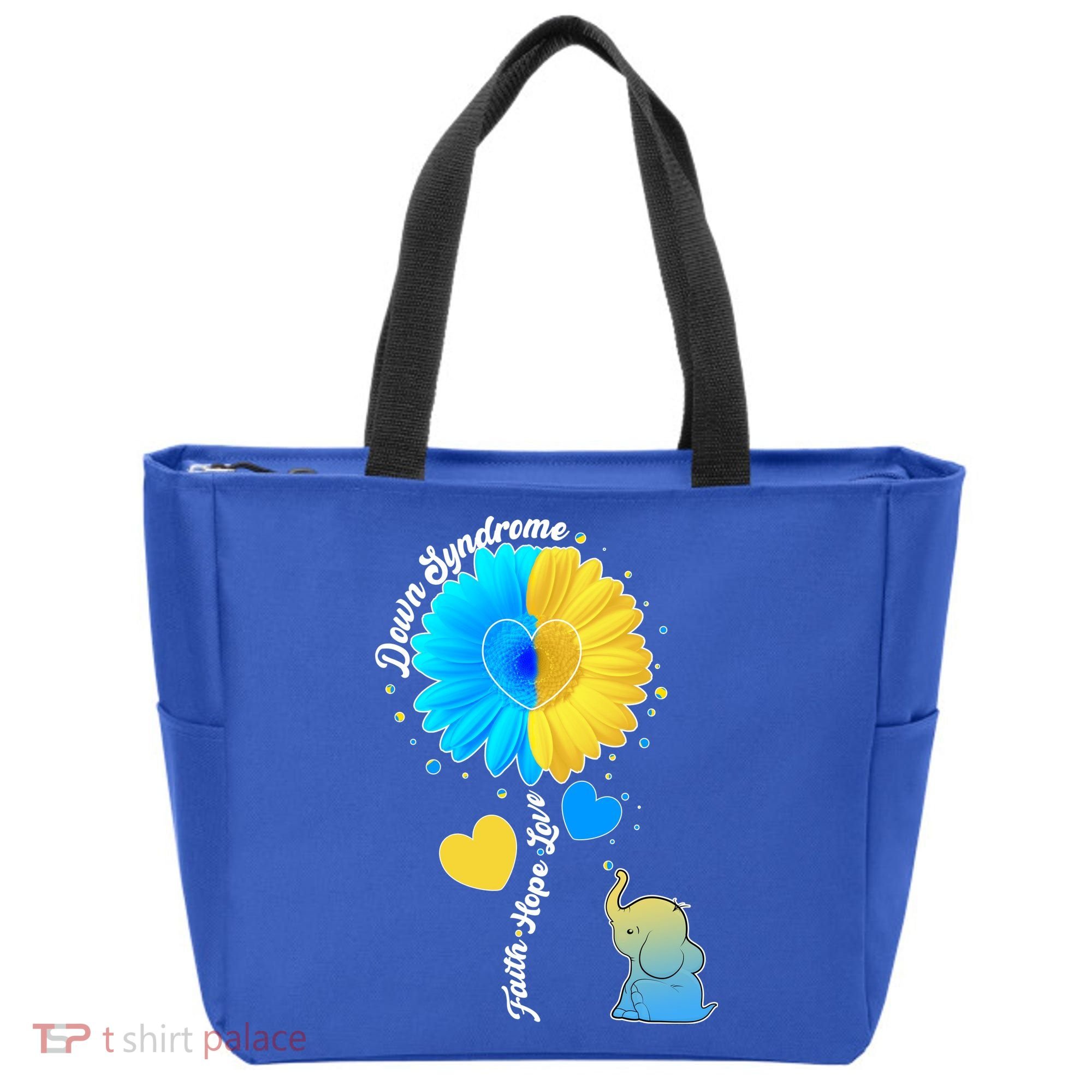 Down Syndrome Awareness Faith Hope Love Flower Elephant Tote Bag