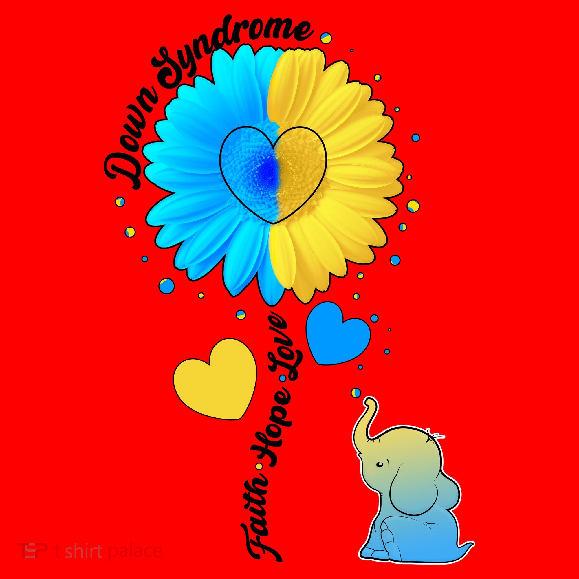Down Syndrome Awareness Faith Hope Love Flower Elephant Santa Hat