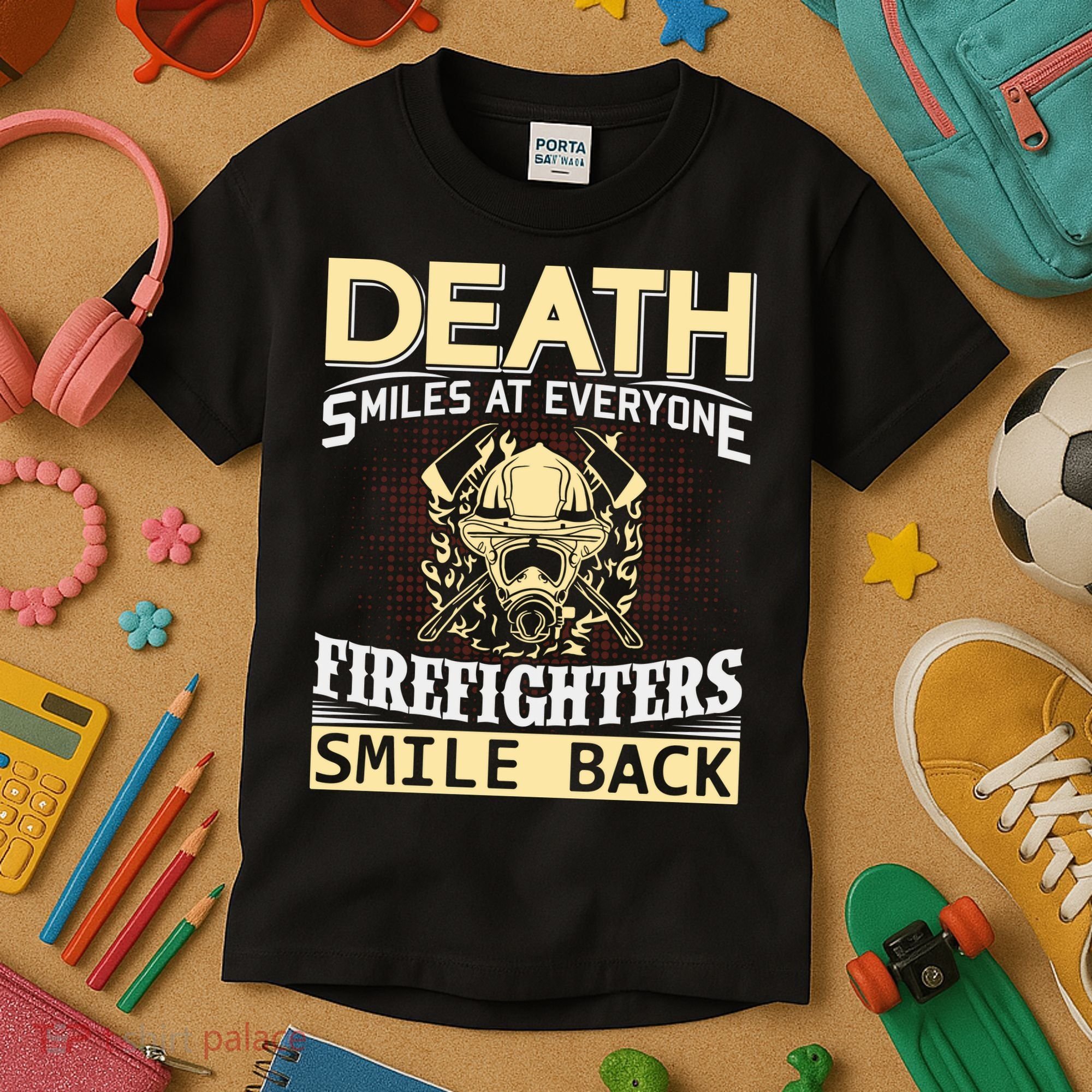 Death Smiles At Everyone Firefighters Smile Back Kids T-Shirt