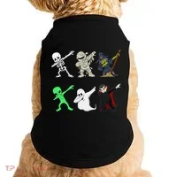 Dabbing Skeleton And Monsters Halloween Dracula Doggie Tank thumb 0