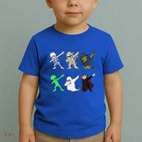 Dabbing Skeleton And Monsters Halloween Dracula Toddler T-Shirt thumb 2