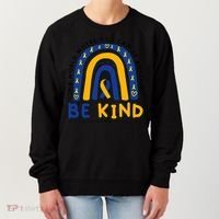 Down Syndrome Awareness Be Kind Blue Yellow Ribbon Rainbow Women's Sweatshirt thumb 0