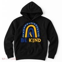 Down Syndrome Awareness Be Kind Blue Yellow Ribbon Rainbow Hoodie thumb 0