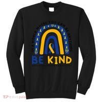Down Syndrome Awareness Be Kind Blue Yellow Ribbon Rainbow Sweatshirt thumb 0