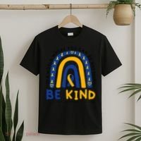 Down Syndrome Awareness Be Kind Blue Yellow Ribbon Rainbow T-Shirt thumb 2